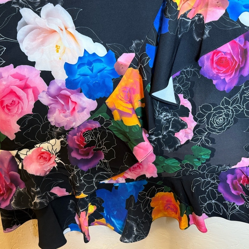 City Chic Black Floral Off-Shoulder with Straps Dress Mini Dress Plus 18 NWT - Picture 8 of 13